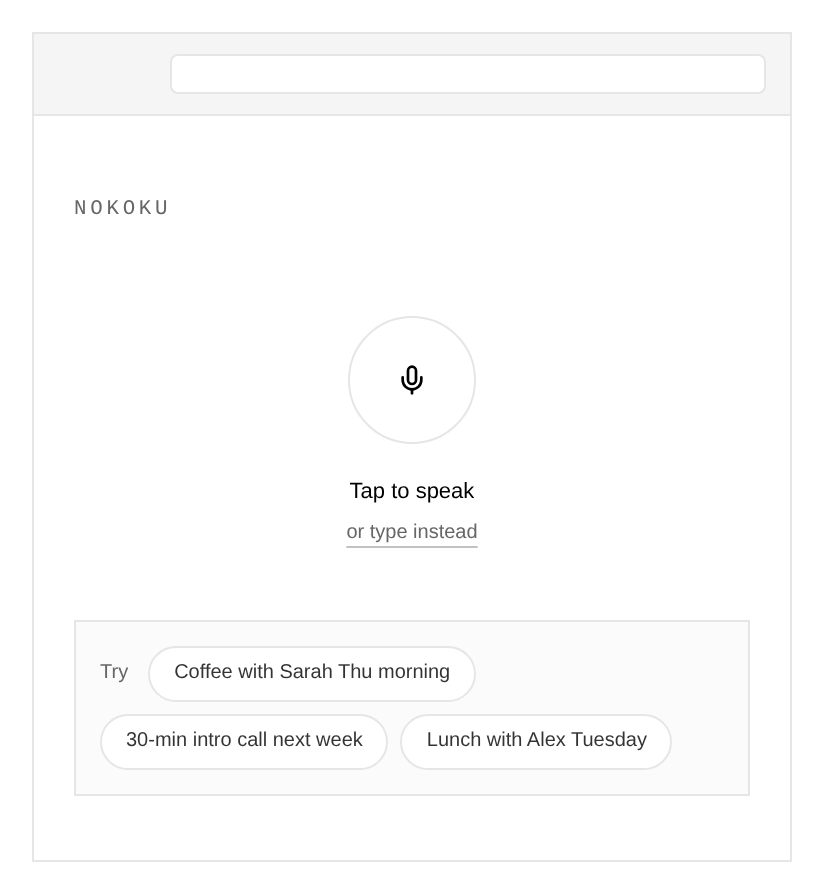 Nokoku — speak one line, the AI sets the meeting