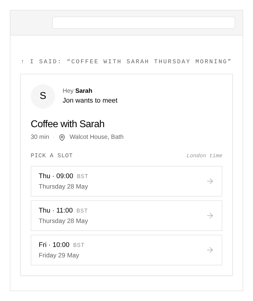AI proposes three slots for a specific meeting